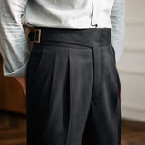 ADVBRIDGE  -  Italian Men's Parisian Waist Straight Trousers British Casual Silger High Waist Trendy Pants