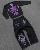 Advbridge Y2K Jeans For Men Hip Hop Retro Skull Embroidery Washed Baggy Denim Pants New Straight Casual Loose Wide Leg Trouser Streetwear