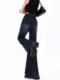 Advbridge  Women's American Blue Flare Jeans High Waist Wide Leg Pants Y2K Style Fashion Streetwear Female Straight Bell-bottom Trousers