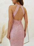 ADVBRIDGE  -  Party Dresses For Women Sexy Sequin Night Robe Off Shoulder Sleeveless Bodycon Evening Maxi Dress Clothing New Year Dress