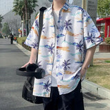 ADVBRIDGE  -  Men's Summer Floral Shirt Breathable Tropical Print Casual Beachwear Holiday Party Shirts for Hot Weather Plus 5XL