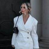 Advbridge Elegant Office Blazer Women Laple Single-breasted Full Sleeve Slim Waist Pockets Coat Female 2025 Spring Commuter Lady Outerwear