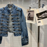 Advbridge Womens Slim Metal Rib Button Design Denim Top Short Style Fashion Outer Washed Jacket Women'S Clothing Spring Autumn New