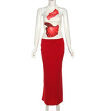 ADVBRIDGE  -  Flower Print Dress Sets For Women Slim High Waist Skirt And Sexy Backless Bodycon Tank Tops 2 Piece Suits Vacation Dress