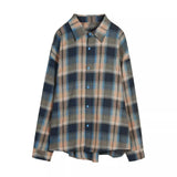 Advbridge American Retro Blue Checkered Shirt for Men Small Fragrance Style Inner Layer Shirt High-end Jacket