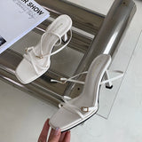 ADVBRIDGE  -  Red Heeled Sandals Women Belt Strap Ankle Summer Shoes Sexy Open Toe Ladies High Heels White Black Sandalias Mujer