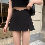 Advbridge Women Shorts Skirts Mini High Waist Summer Girls Solid Vintage Skrits Pleated Sexy Split A Line Harajuku Skirt Y2k