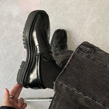 Advbridge Split toe horseshoe shoes for men's thick sole Lefu shoes Tabi shoes patent leather Korean version trend casual leather shoe s
