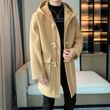 Advbridge Horn Button Hooded Men's Winter Long Coat New in Coats and Jackets Male Clothes Man Trench Clothing Woolen Overcoat 2024