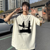 ADVBRIDGE  -  Men's T-shirt Cotton Casual Streetwear Funny Design Print Summer Loose Cool O-neck T Shirt for Men T-shirt Male Tee Plus Size