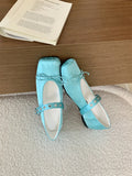 ADVBRIDGE  -  Satin Square Toe Mary Jane Shoe Women Shallow Buckle Bowknot Footwear Ladies Fashion Light Comfort Soft Sole Ballet Flats Women