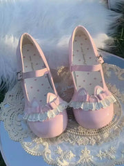 Advbridge Cat Story Lolita Cute Bow Middle Heel Round Head Luo Shoes Japanese Sweet Girl Tea Party Single Shoes