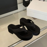ADVBRIDGE  -  White Flip Flops Woman Slippers Black Chunky Platform Heels Sandals Summer Ladies Shoes Pink Sandalias De Mujer 2025
