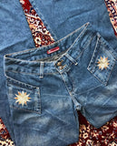 Advbridge Streetwear Fashion Blue Washed Flowers Embroidered Baggy Jeans Women Y2K Harajuku Vintage Hip Hop Casual Slim High Waisted Jeans