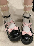 Advbridge Japanese Style Lolita Mary Janes Shoes Women Bow Kawaii Sweet Hook Loop Shoes Female Chain Korean Designer Shoes Summer New