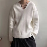 Advbridge 2025 Spring Fall Casual Mens Knit Jumper Tops Long Sleeve V Neck Knitted Sweaters Men Vintage V Neck Slim Fit Knitting Pullovers