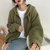 Advbridge Zipper Cardigan Sweater Women Knit Fall Winter Long Sleeve Harajuku Y2K Solid Jumper Loose Lazy Warm Vintage Basic Female Hoodie