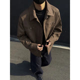ADVBRIDGE  -  Short Leather Jacket Men Fashion Retro Motorcycle Jacket Men Streetwear Hip-hop Loose Bomber Jacket Mens Retro Tie Dye Jackets