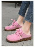 ADVBRIDGE  -  Pink Suede Woman Mules Shoes Big Size 43 Tassel Fashion Women's Shoes Quality Handmade Ladies Flats Summer Half Shoes For Women
