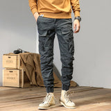 Advbridge Spring and autumn American retro Cargo pants men's bound feet fashion brand loose heavy weight washing large pocket casual pants