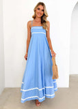 Advbridge  Summer Strap Low Square Collar Layered Elegant Beach Holiday Party Long Dress