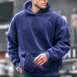 Advbridge Fashion Soft Solid Fleece Hoodie Pullovers Men Winter Long Sleeve Pockets Hooded Sweatshirts Autumn Male Clothing Hoodies