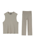 Advbridge Korean High Street Men's Pleated Two Piece Vests Trendy Wide Leg Set Pants Sleeveless Tank Top Casual Shorts 2024 Spring Summer