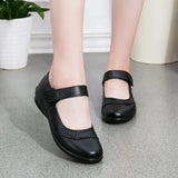 ADVBRIDGE  -  Spring Autumn Women Flats Black Soft Genuine Leather Shoes Brand Elegant Ladies Mary Jane Mother Shoes Plus Size 41 D538