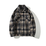 Advbridge  American Retro Red Plaid Jacket England Style Couple Shirt Jackets Autumn New Unisex Coat Three-dimensional Pockets Design