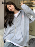 Advbridge New Embroidered Hooded Korean Sweatshirt Women's Cardigan Autumn Thin Coat Female Zipper Apricot Hoodies Streetwear M-XL