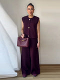 Advbridge Women Pants Set O-neck Knitted Single Breasted Vest Loose Elastic Waist Wide Leg Pants Suit Lady 2025 Spring Female Outfits ﻿