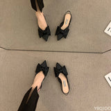 Advbridge Bow Sandals Women Summer Pointed Low Heel Sandals Women Fashion Baotou Thin Strap Sandals High Heels Sandalias De Mujer