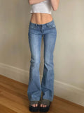 Advbridge Women Flared Jeans Mid Waist Denim Pant Vintage Stretch 90s Streetwear Y2k Boot Cut Pant Elastic Skinny Mom Jeans Trousers