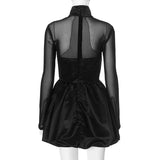 ADVBRIDGE  -  Fashion Sexy A- LINE Dress Women Summer long Sleeve Black Slim Mini Dresses Casual Streetwear Clubwear Elegant Lady Party Dress