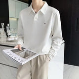 Advbridge Lapel Versatile Sweatshirts Men's Loose Fitting Long Sleeved T-shirt Men's Trendy Polo Shirt Casual Letter Handsome All-match
