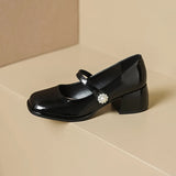 Advbridge Chunky Block Pumps for Women Slip On Low Heel Closed Round Toe Dress Classic Mid Square Shoes Wedding Party Office Lady  Shoes