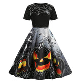 Advbridge Halloween Disfraz Mujer Goth Women Cosplay Costumes Retro Dresses Robe Swing Pumpkin Skull Print Clothes Carnival Dress Up Party