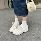ADVBRIDGE  -  Summer New Color Breathable Soft Sole Comfortable Women Shoes Crescent Insole Height Lace Pearl Casual Sneakers