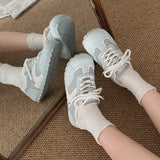 ADVBRIDGE  -  Round Toe Flat Casual Shoes Spring 2025 New de Trainers Women's Breathable Thin Bottom Sports Flat White Shoes