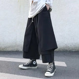 Advbridge Fake Two-Piece Pants Men Male New Loose Wide-Leg Trousers Casual Straight Streetwear Spring Autumn Hip-Hop Pantalons Capris