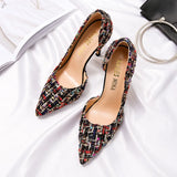Advbridge New Pumps Sexy Black Woman High Heels Elegant Party Heeled Genuine Leather Pointed Toe Luxury Braid Temperament OL Women's Shoes