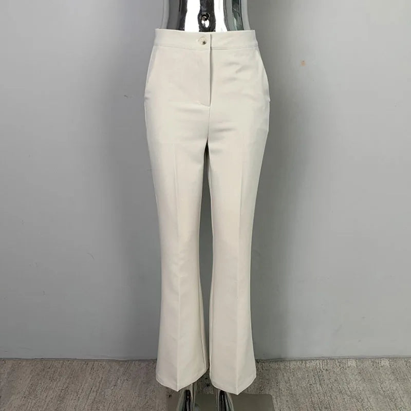 ADVBRIDGE  -  Korea High Waist Women Casual Pants Y2K Elegant Office Lady Slim Flared Pants Fashion Solid Streetwear All Match Female Trousers