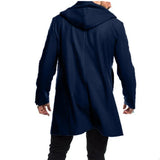 Advbridge New Men's Long Hooded Casual Coat Horn Buckle Fashion Lapel Temperament Coat