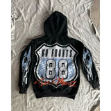 Advbridge Y2k American Hip Hop Alphabet Racing Element Style Design Printed Men Zipper cardigan Retro Gothic Couple Casual Hoodie