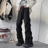 Advbridge Y2K American New Fashion High Street Vibe Destroyed Fringed Jeans Men And Women Vintage Harajuku Wide Leg Micro-trumpet Slacks