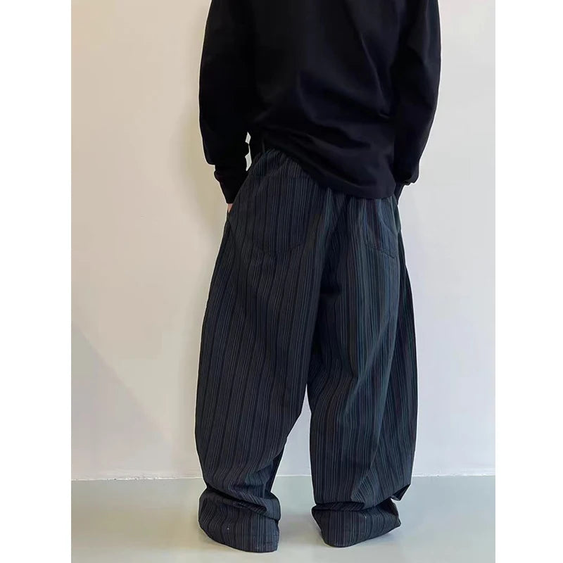 Advbridge Men Trendy American Vintage Striped Oversized Streetwear Baggy Pants Y2K Harajuku Hip Hop Casual Wide Leg Trousers Pantalones