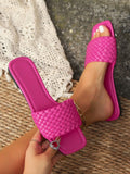 ADVBRIDGE  -  Women's Slippers Summer Selling Sexy Braided Red Square Toe Flat Flip-Flops Fashion Beach Mules Casual Indoor Home Slippers