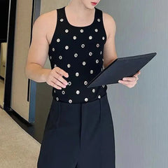 Advbridge Y2k Street Sexy Vest Summer Fashion Elegant Niche Metal Hollow Design Vest Mens Casual Personality Genderless Slim Fit Top