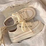 ADVBRIDGE  -  Women's Thick Bottom Canvas Shoes Summer Thin Style Versatile Design Rubber Sole Pure Color Adult Unisex Fashionable Board Shoes