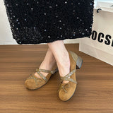 ADVBRIDGE  -  New Spring Vintage Thick Heel Women Mary Jane Shoes Concise Belt Buckle Shoes Female Elegant Party Dress Pumps